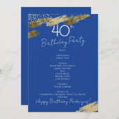 Blue and Gold Event Menu Einladung (Vorne/Hinten)