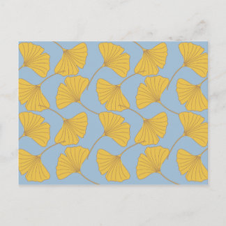 Blue and Gold Fall Ginkgo Ginko Biloba Blätter Postkarte