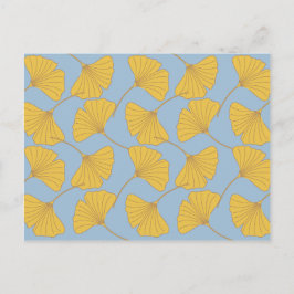 Blue and Gold Fall Ginkgo Ginko Biloba Blätter Postkarte