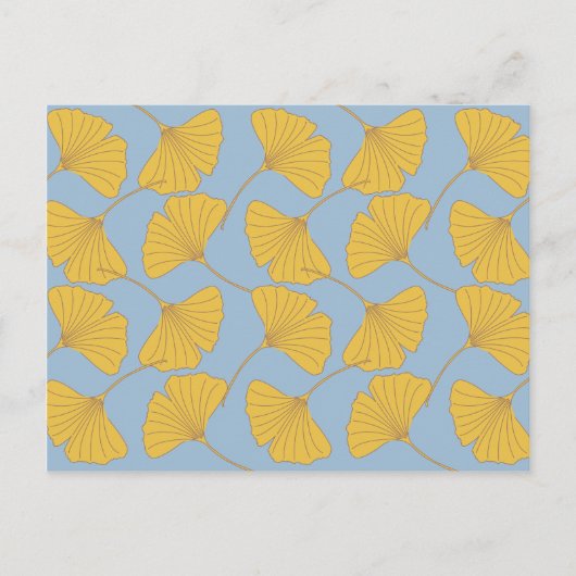 Blue and Gold Fall Ginkgo Ginko Biloba Blätter Postkarte (Vorderseite)