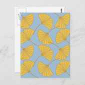 Blue and Gold Fall Ginkgo Ginko Biloba Leaves Postkarte (Vorne/Hinten)