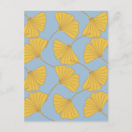 Blue and Gold Fall Ginkgo Ginko Biloba Leaves Postkarte