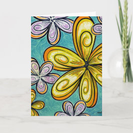 Blue and Gold Floral Greeting Karte