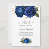 Blue and Gold Floral Online Virtual Wedding Einladung (Vorderseite)