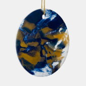 Blue and Gold Fluid Marble Art Keramik Ornament (Rechts)