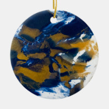 Blue and Gold Fluid Marble Art