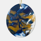 Blue and Gold Fluid Marble Art Keramik Ornament (Links)