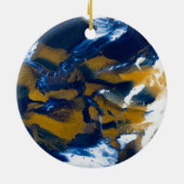Blue and Gold Fluid Marble Art Keramik Ornament (Hinten)