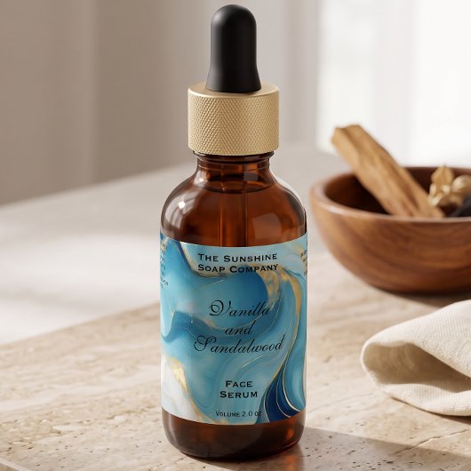 Blue and Gold Foil Cosmetics Dropper Flasche Etike