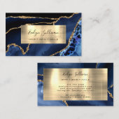Blue and Gold Foor Agate Business Card Visitenkarte (Vorne/Hinten)