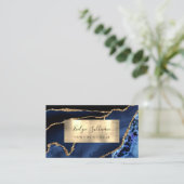Blue and Gold Foor Agate Business Card Visitenkarte (Stehend Vorderseite)
