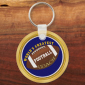 Blue and Gold Football Coach Geschenke mit IHREM T Schlüsselanhänger (Rückseite)