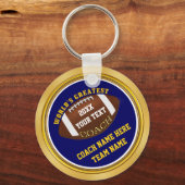 Blue and Gold Football Coach Geschenke mit IHREM T Schlüsselanhänger (Vorderseite)