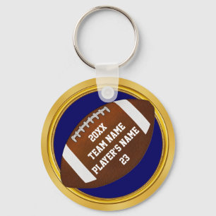 Blue and Gold Football gibt IHREN TEXT ändern Blau Schlüsselanhänger