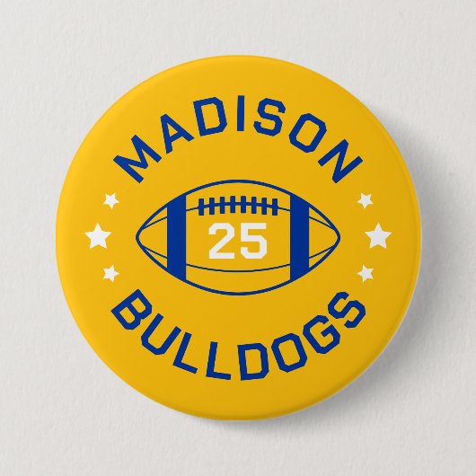 Blue and Gold Football Player Jersey Nummer Button (Vorderseite)