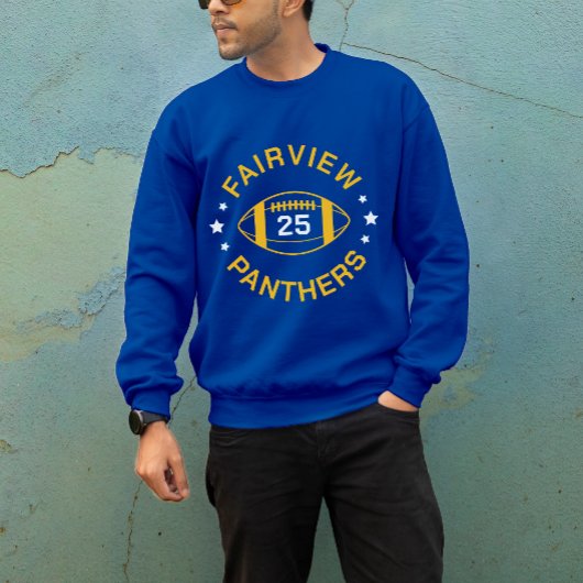 Blue and Gold Football Player Jersey Nummer Sweatshirt