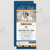 Blue and Gold Football Ticket Brautparty Einladung (Vorne/Hinten)