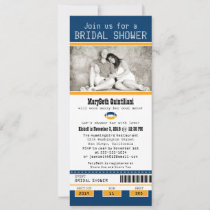 Blue and Gold Football Ticket Brautparty Einladung