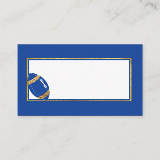 Blue and Gold Football Wedding Platzkarte (Vorderseite)