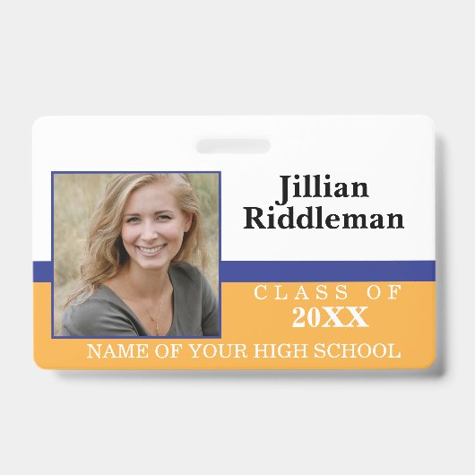 Blue and Gold Foto Event Abzeichen Ausweis (Front)