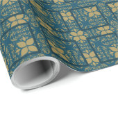 Blue and Gold Foto Holiday Geschenkpapier (Rolleneckpunkt)