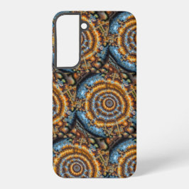 blue and gold fractal swirl samsung galaxy case hülle