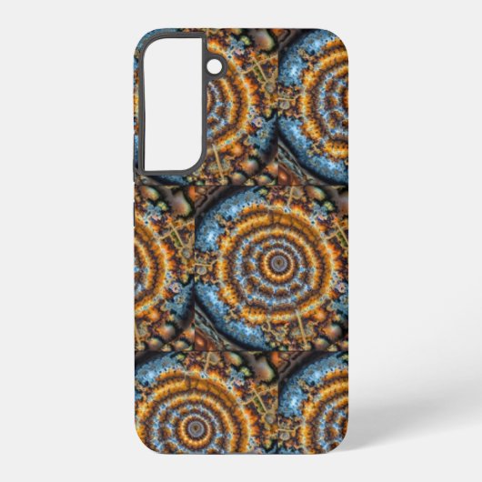 blue and gold fractal swirl samsung galaxy case hülle (Rückseite)