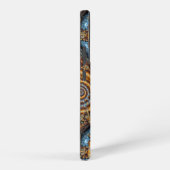 blue and gold fractal swirl samsung galaxy hülle (Rechte Seite)