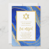 Blue and Gold Geode | Star von David Bar Mitzvah Einladung (Vorderseite)