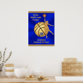 Blue and Gold Girls Basketball Poster, IHRER TEXT Poster (Küche)