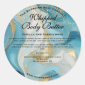 Blue and Gold Glitter Body Butter Jar Label Runder Aufkleber (Vorderseite)