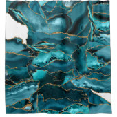 Blue and Gold Glitzer Agate Duschvorhang (Vorderseite)