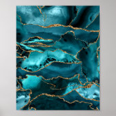 Blue and Gold Glitzer Agate Poster (Vorne)