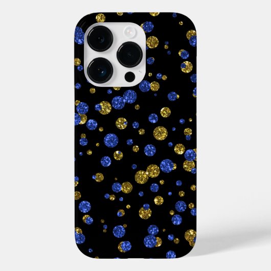 Blue and Gold Glitzer Confetti auf Black Phone Cas Case-Mate iPhone Hülle (Rückseite)