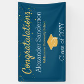 Blue and Gold Glitzer Glückwunschs Grad Abschluss Banner (Vertikal)