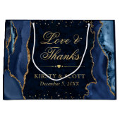 Blue and Gold Glitzer Marble Agate Wedding Große Geschenktüte (Vorderseite)