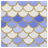 Blue and Gold Glitzer Mermaid Scales Stoff (Nahaufnahme)