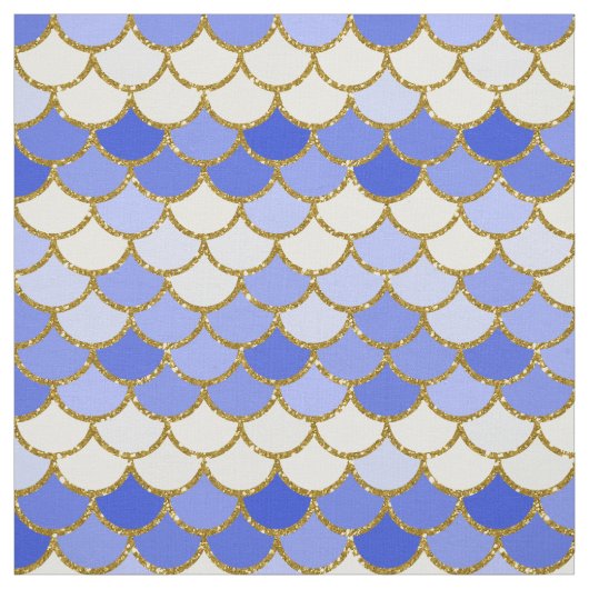 Blue and Gold Glitzer Mermaid Scales Stoff (Muster)