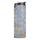 Blue and Gold Glitzer Mermaid Scales Thermosbecher (Nach links gedreht)