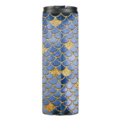 Blue and Gold Glitzer Mermaid Scales Thermosbecher (Rückseite)