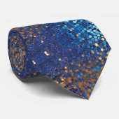 Blue and Gold Glitzer Neck Tie Krawatte (Gerollt)