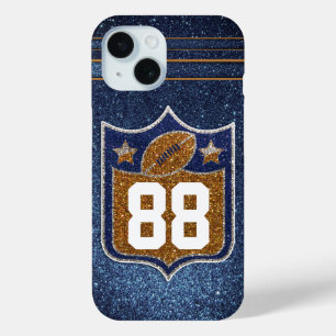 Blue and Gold Glitzer School Football Team Colors Case-Mate iPhone Hülle