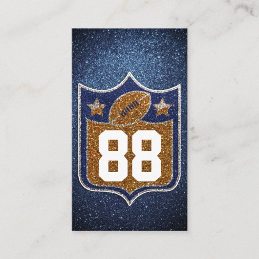 Blue and Gold Glitzer School Football Team Colors Visitenkarte (Vorderseite)