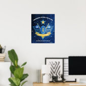Blue and Gold Glitzer Sports Football Championship Poster (Heimbüro)