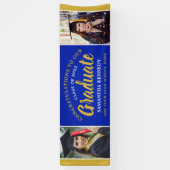 Blue and Gold Glückwunschs Grad 2 Foto Abschluss Banner (Vertikal)