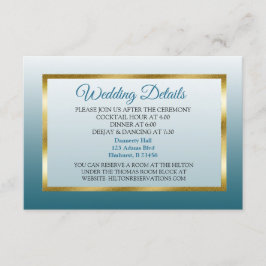 Blue and Gold Gradient Wedding Details Card Begleitkarte