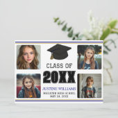 Blue and Gold Graduation Announcement Ankündigung (Stehend Vorderseite)