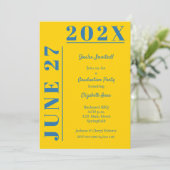 Blue and Gold Graduation Party Einladung (Stehend Vorderseite)