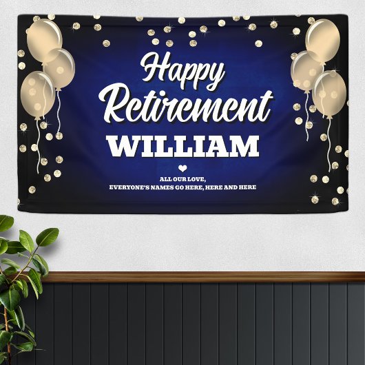Blue and Gold Happy Retirement  Banner