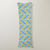 Blue and Gold Herringbone Seitenschläferkissen (Vorderseite Vertikal)